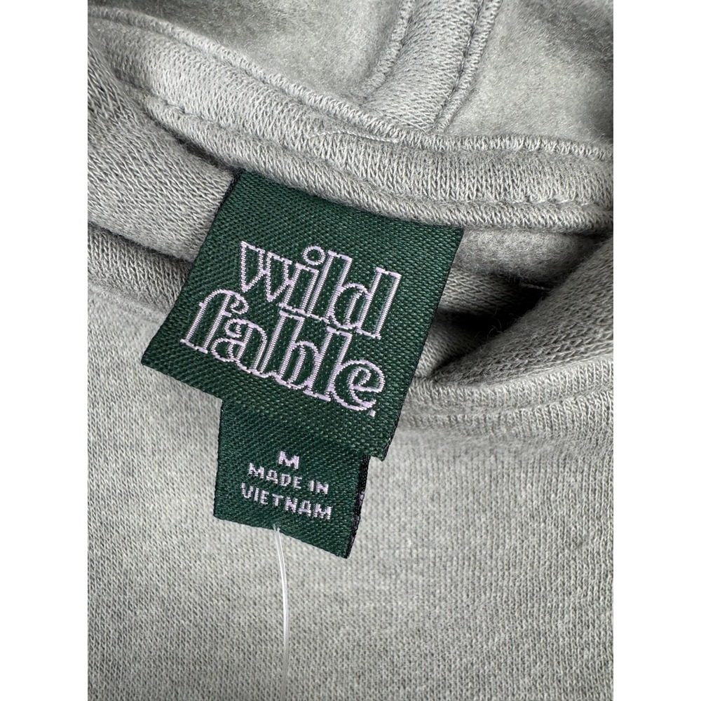 Wild Fable Womens Cropped Hoodie Sage Green Long Sleeve Sweatshirt Size M NEW - Picture 2 of 4
